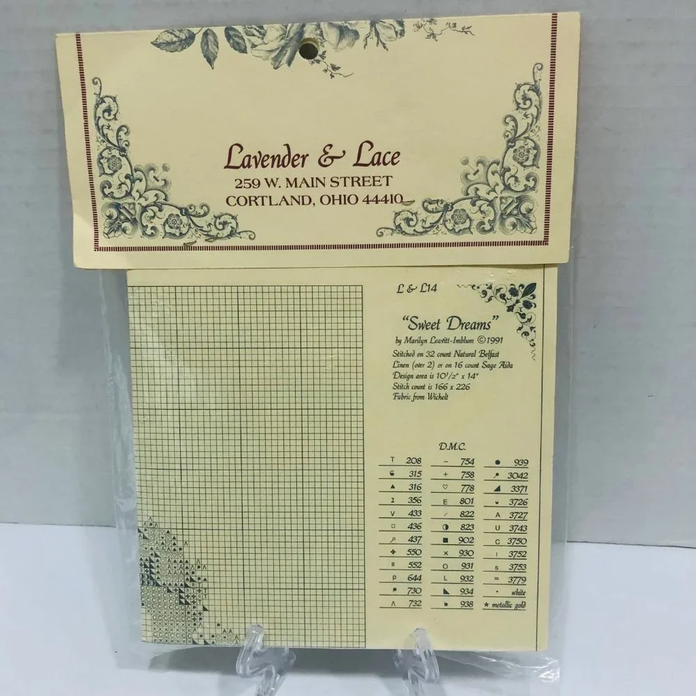 NEW Lavender & Lace Cross Stitch Pattern #14 SWEET DREAMS Marilyn Leavitt Imblum